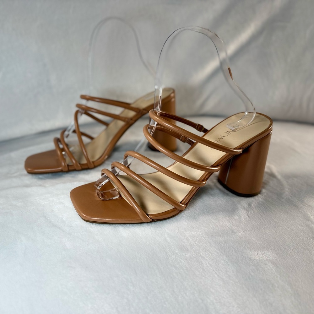 Nine West Brown Block Heel Sandals
